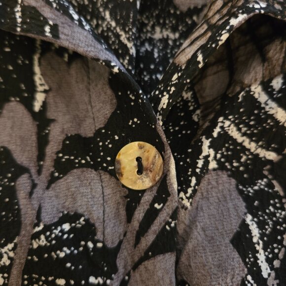 Citron Santa Monica 100% Silk Tunic Blouse Top Black Artsy Floral Sz XL Plus 0X - Picture 5 of 10